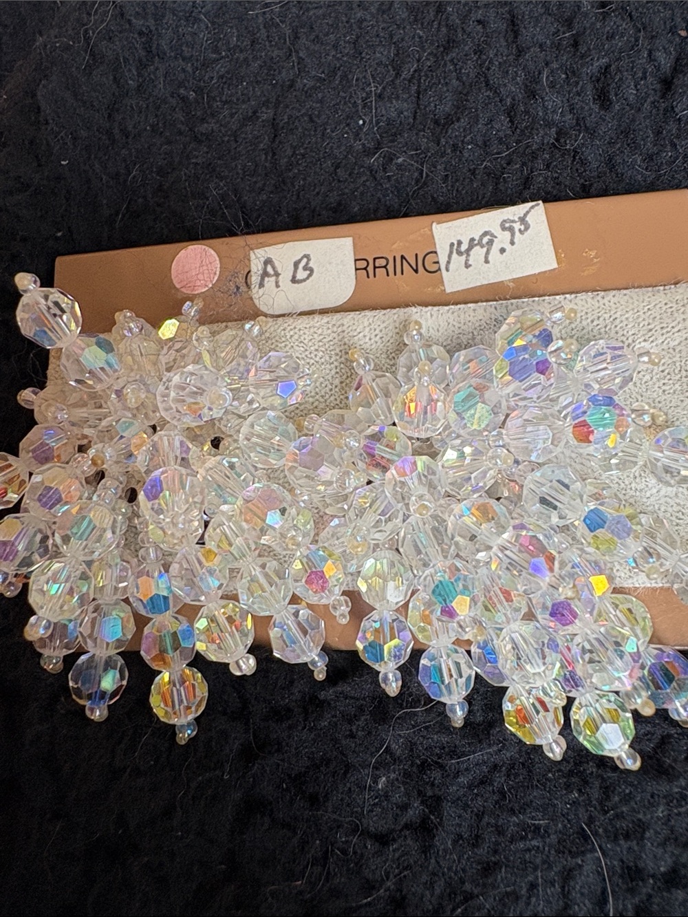 Vintage New Swarovski Crystal Cluster Drop Earrings - Clear Aurora Borealis clip